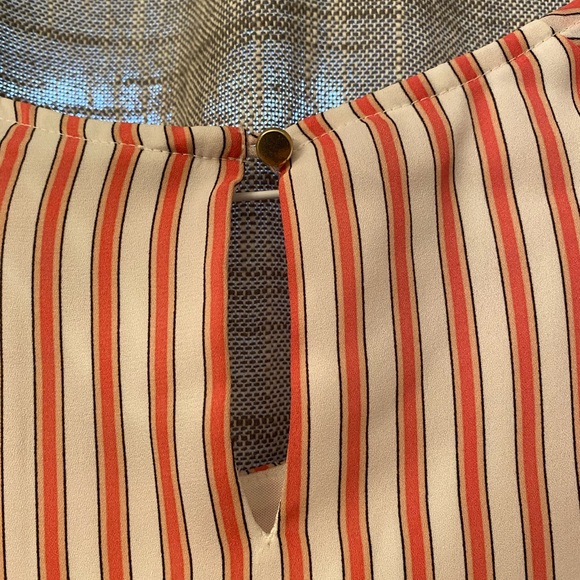 NWOT Salmon/white/black/tan stripe Liz Claiborne XXL blouse - Picture 4 of 5